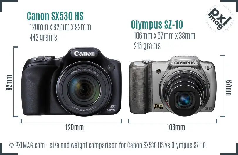 Canon SX530 HS vs Olympus SZ-10 size comparison Canon SX530 HS vs Olympus SZ-10 size comparison