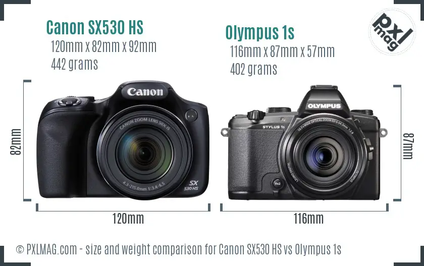 Canon SX530 HS vs Olympus 1s size comparison