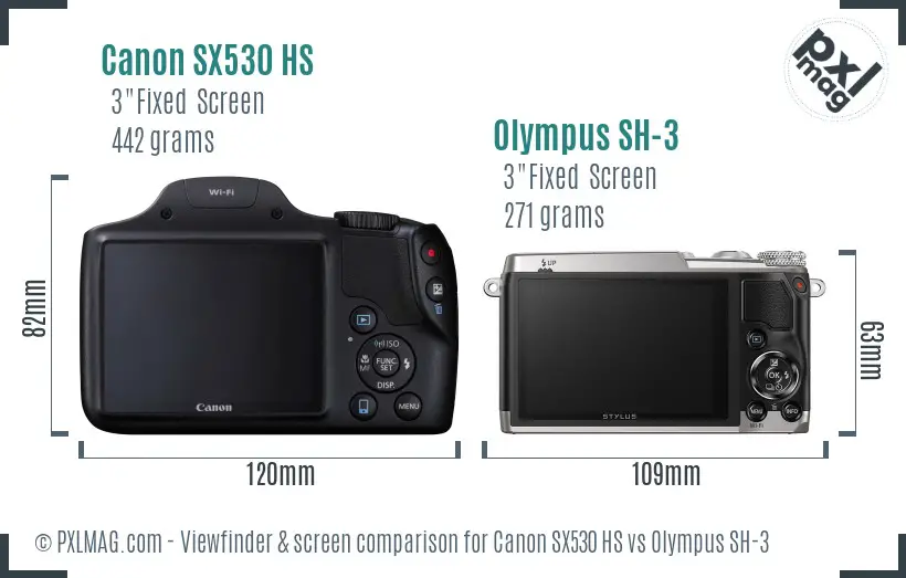 Canon SX530 HS vs Olympus SH-3 Screen and Viewfinder comparison Canon SX530 HS vs Olympus SH-3 Screen and Viewfinder comparison