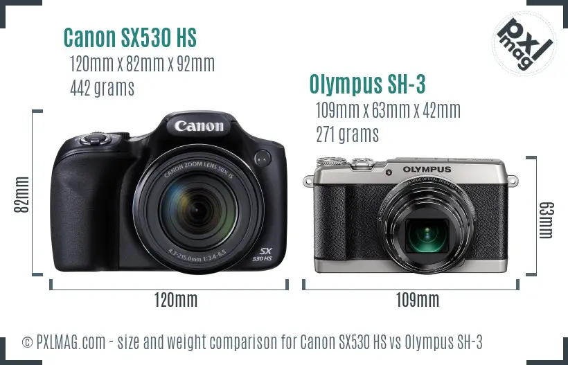 Canon SX530 HS vs Olympus SH-3 size comparison Canon SX530 HS vs Olympus SH-3 size comparison