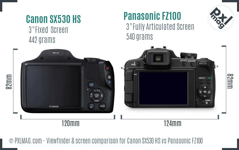 Canon SX530 HS vs Panasonic FZ100 Screen and Viewfinder comparison Canon SX530 HS vs Panasonic FZ100 Screen and Viewfinder comparison