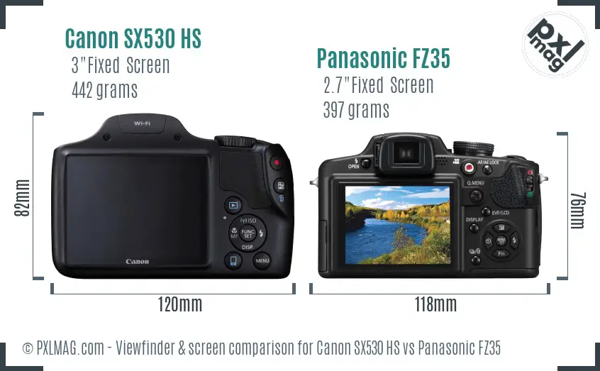 Canon SX530 HS vs Panasonic FZ35 Screen and Viewfinder comparison Canon SX530 HS vs Panasonic FZ35 Screen and Viewfinder comparison