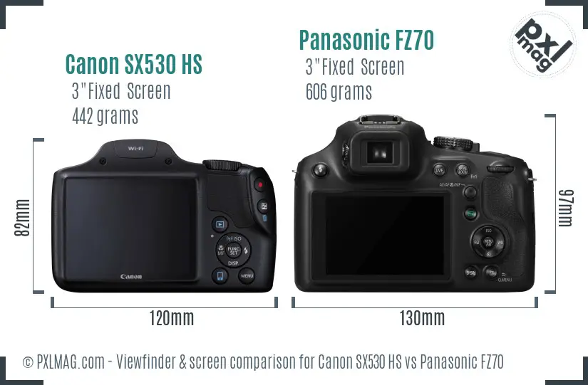 Canon SX530 HS vs Panasonic FZ70 Screen and Viewfinder comparison