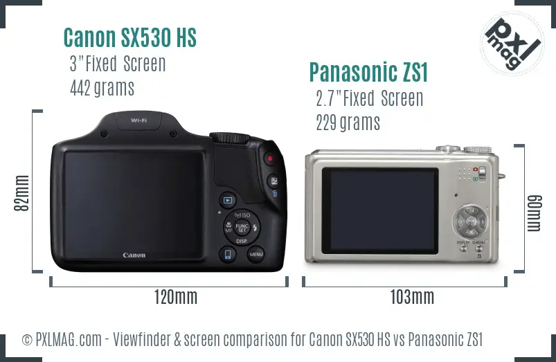 Canon SX530 HS vs Panasonic ZS1 Screen and Viewfinder comparison Canon SX530 HS vs Panasonic ZS1 Screen and Viewfinder comparison
