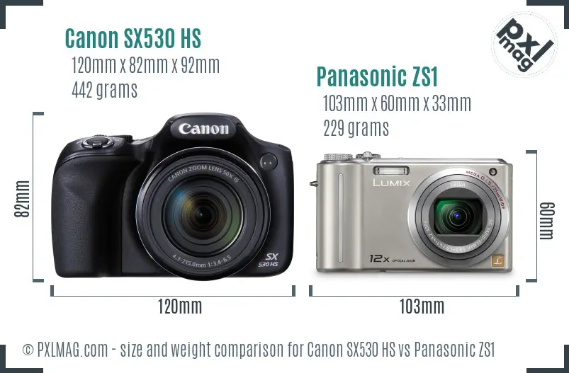 Canon SX530 HS vs Panasonic ZS1 size comparison Canon SX530 HS vs Panasonic ZS1 size comparison