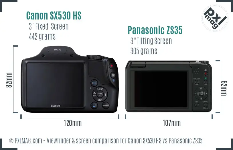 Canon SX530 HS vs Panasonic ZS35 Screen and Viewfinder comparison Canon SX530 HS vs Panasonic ZS35 Screen and Viewfinder comparison