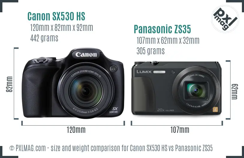Canon SX530 HS vs Panasonic ZS35 size comparison Canon SX530 HS vs Panasonic ZS35 size comparison