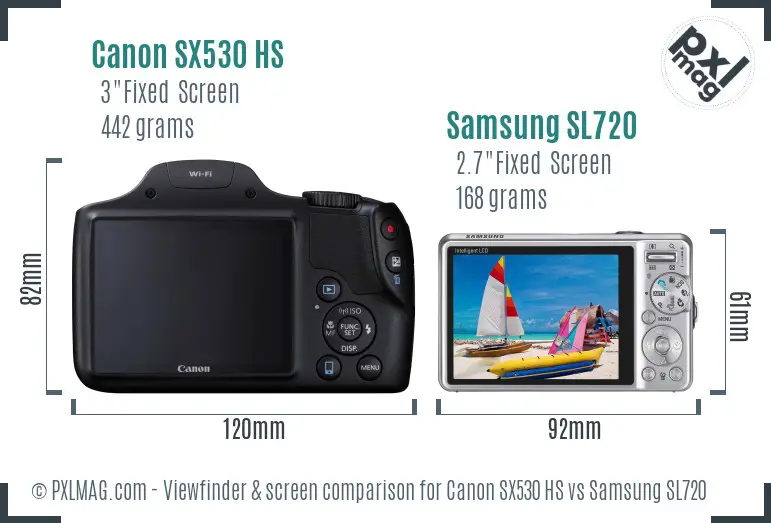 Canon SX530 HS vs Samsung SL720 Screen and Viewfinder comparison Canon SX530 HS vs Samsung SL720 Screen and Viewfinder comparison