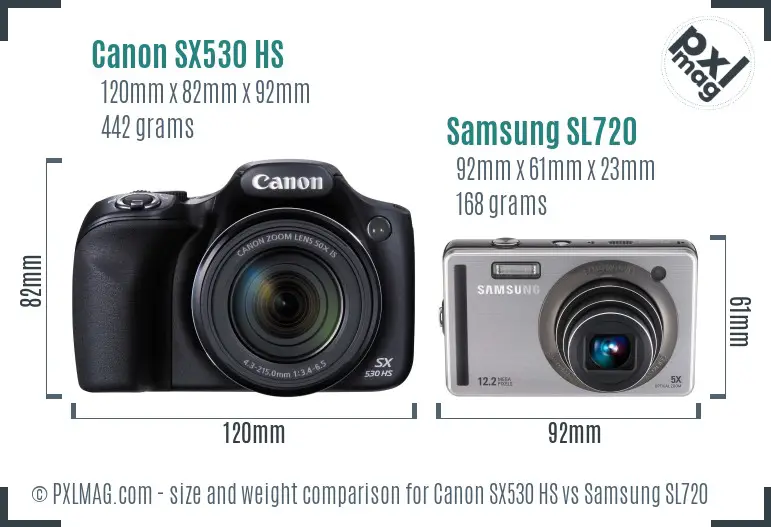 Canon SX530 HS vs Samsung SL720 size comparison Canon SX530 HS vs Samsung SL720 size comparison