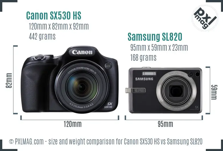 Canon SX530 HS vs Samsung SL820 size comparison Canon SX530 HS vs Samsung SL820 size comparison