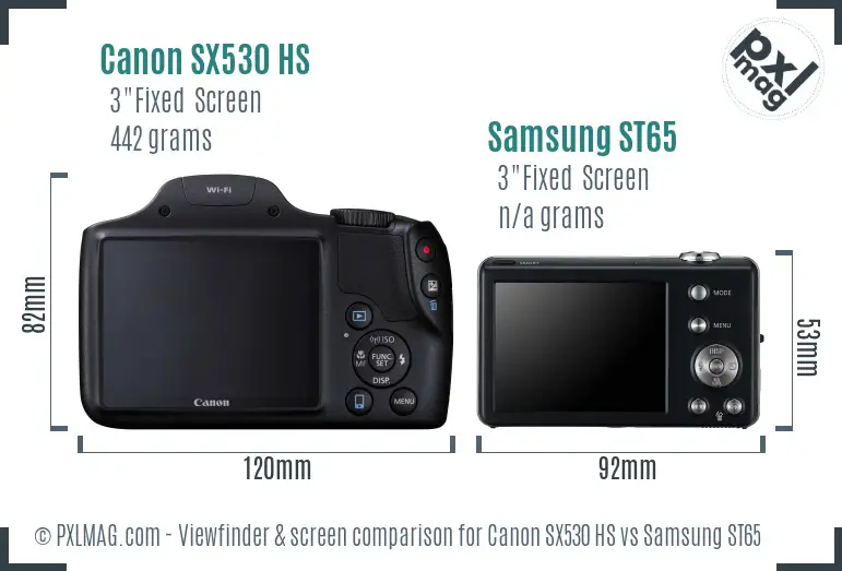 Canon SX530 HS vs Samsung ST65 Screen and Viewfinder comparison Canon SX530 HS vs Samsung ST65 Screen and Viewfinder comparison