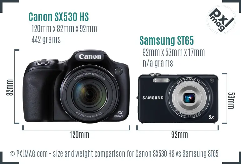 Canon SX530 HS vs Samsung ST65 size comparison Canon SX530 HS vs Samsung ST65 size comparison