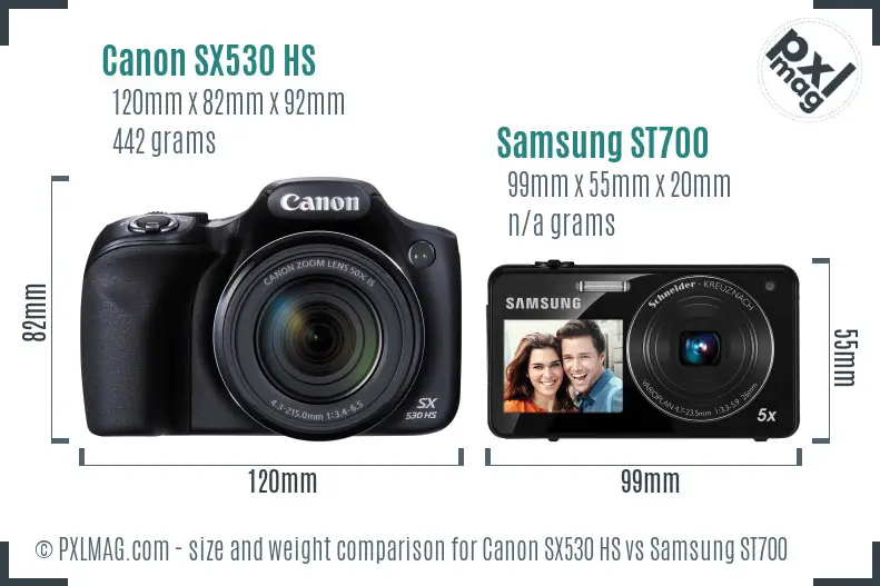 Canon SX530 HS vs Samsung ST700 size comparison Canon SX530 HS vs Samsung ST700 size comparison