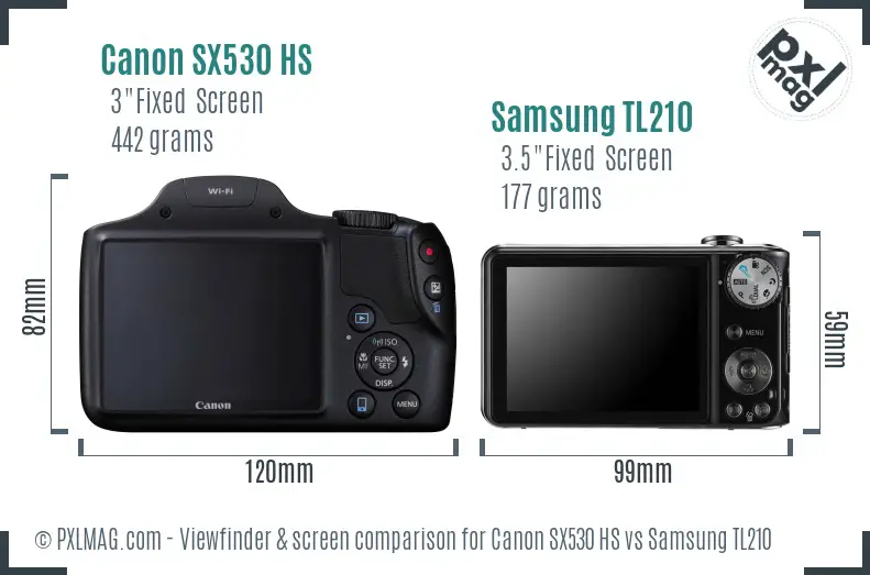 Canon SX530 HS vs Samsung TL210 Screen and Viewfinder comparison Canon SX530 HS vs Samsung TL210 Screen and Viewfinder comparison