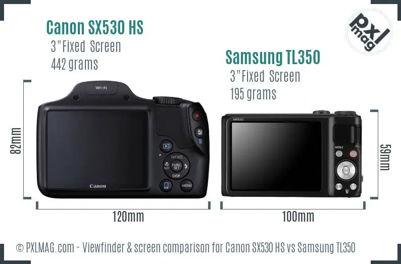 Canon SX530 HS vs Samsung TL350 Screen and Viewfinder comparison Canon SX530 HS vs Samsung TL350 Screen and Viewfinder comparison