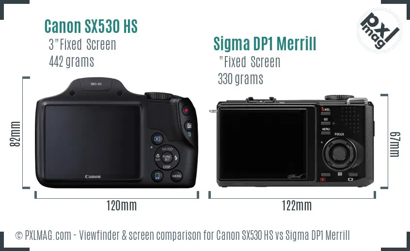 Canon SX530 HS vs Sigma DP1 Merrill Screen and Viewfinder comparison