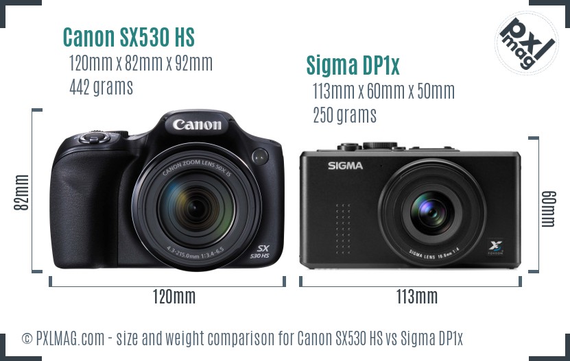 Canon SX530 HS vs Sigma DP1x size comparison Canon SX530 HS vs Sigma DP1x size comparison