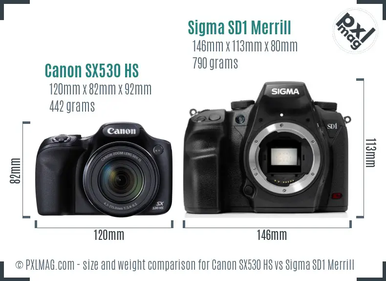 Canon SX530 HS vs Sigma SD1 Merrill size comparison Canon SX530 HS vs Sigma SD1 Merrill size comparison