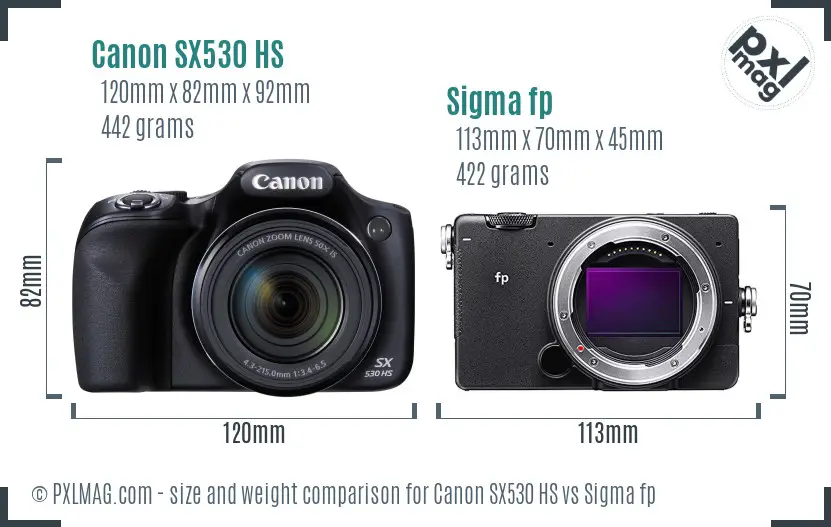 Canon SX530 HS vs Sigma fp size comparison Canon SX530 HS vs Sigma fp size comparison