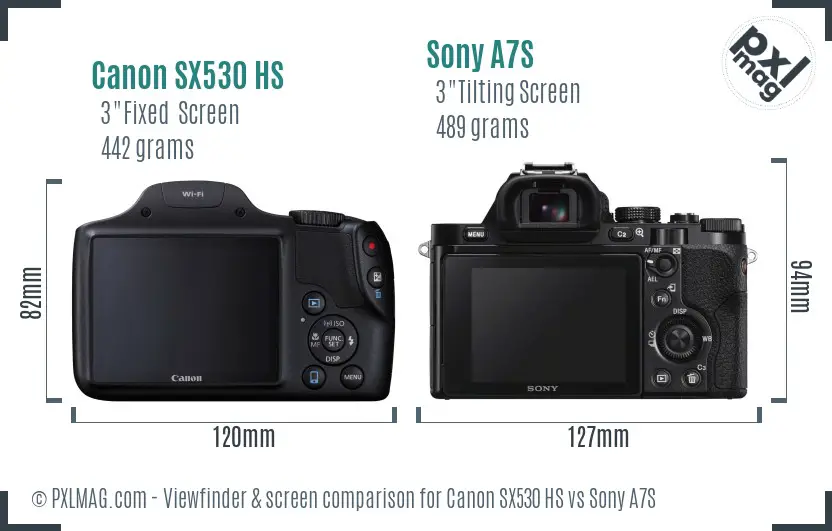 Canon SX530 HS vs Sony A7S Screen and Viewfinder comparison Canon SX530 HS vs Sony A7S Screen and Viewfinder comparison