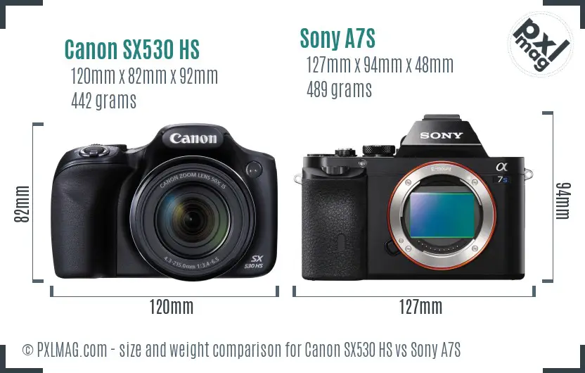 Canon SX530 HS vs Sony A7S size comparison Canon SX530 HS vs Sony A7S size comparison