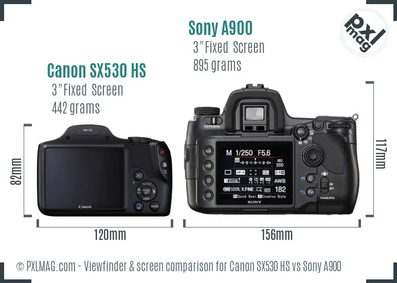 Canon SX530 HS vs Sony A900 Screen and Viewfinder comparison