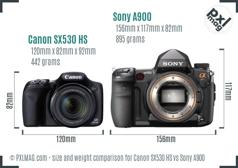 Canon SX530 HS vs Sony A900 size comparison