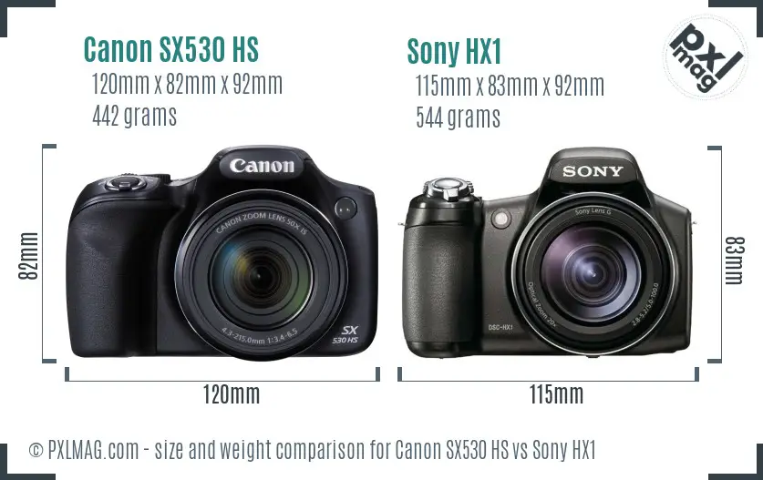 Canon SX530 HS vs Sony HX1 size comparison Canon SX530 HS vs Sony HX1 size comparison