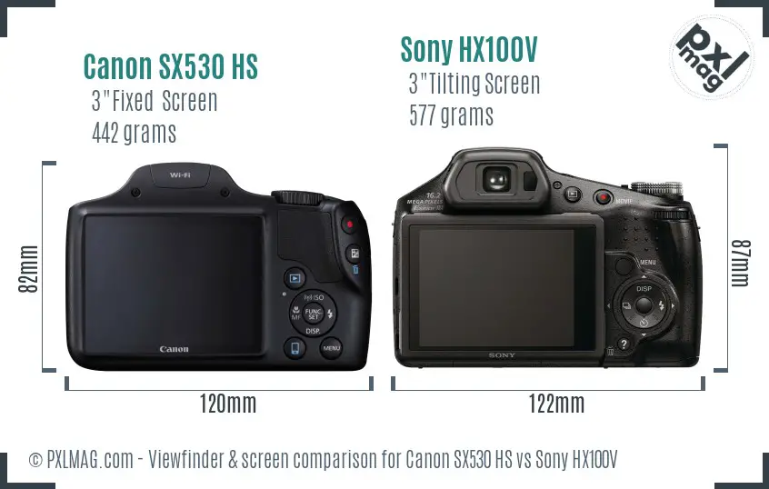 Canon SX530 HS vs Sony HX100V Screen and Viewfinder comparison Canon SX530 HS vs Sony HX100V Screen and Viewfinder comparison