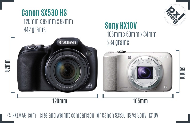 Canon SX530 HS vs Sony HX10V size comparison Canon SX530 HS vs Sony HX10V size comparison