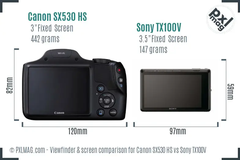Canon SX530 HS vs Sony TX100V Screen and Viewfinder comparison Canon SX530 HS vs Sony TX100V Screen and Viewfinder comparison
