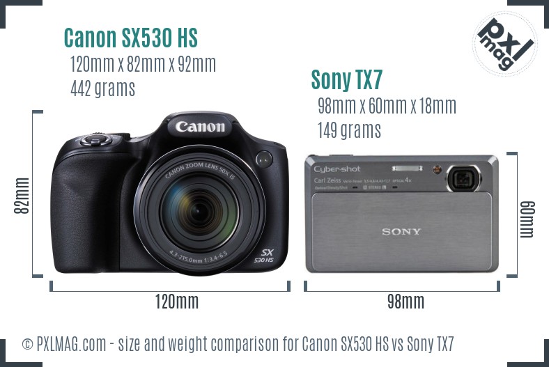 Canon SX530 HS vs Sony TX7 size comparison Canon SX530 HS vs Sony TX7 size comparison