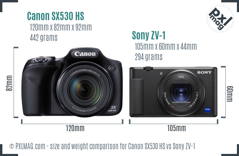 Canon SX530 HS vs Sony ZV-1 size comparison Canon SX530 HS vs Sony ZV-1 size comparison
