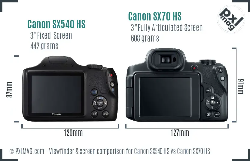 Canon SX540 HS vs Canon SX70 HS Screen and Viewfinder comparison