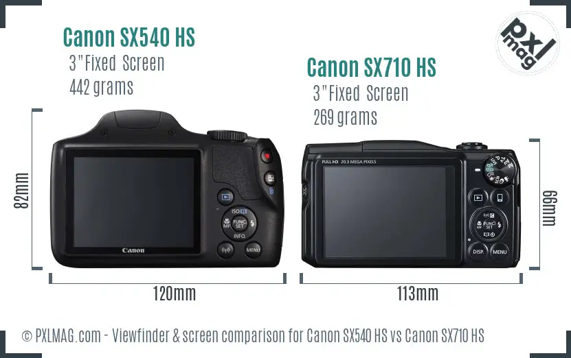 Canon SX540 HS vs Canon SX710 HS Screen and Viewfinder comparison