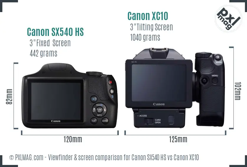 Canon SX540 HS vs Canon XC10 Screen and Viewfinder comparison Canon SX540 HS vs Canon XC10 Screen and Viewfinder comparison