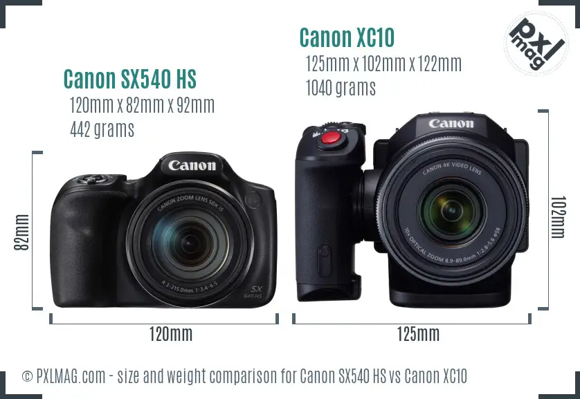 Canon SX540 HS vs Canon XC10 size comparison Canon SX540 HS vs Canon XC10 size comparison