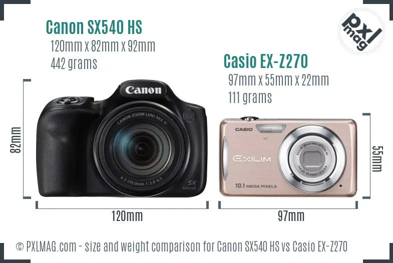 Canon SX540 HS vs Casio EX-Z270 size comparison Canon SX540 HS vs Casio EX-Z270 size comparison