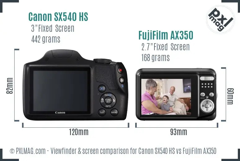 Canon SX540 HS vs FujiFilm AX350 Screen and Viewfinder comparison Canon SX540 HS vs FujiFilm AX350 Screen and Viewfinder comparison
