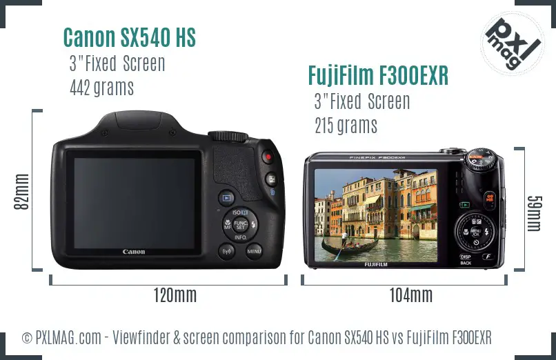 Canon SX540 HS vs FujiFilm F300EXR Screen and Viewfinder comparison