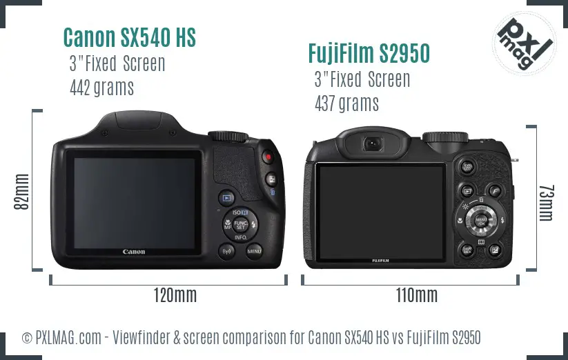 Canon SX540 HS vs FujiFilm S2950 Screen and Viewfinder comparison