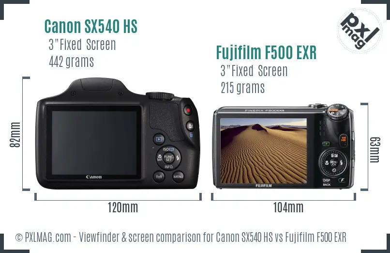 Canon SX540 HS vs Fujifilm F500 EXR Screen and Viewfinder comparison Canon SX540 HS vs Fujifilm F500 EXR Screen and Viewfinder comparison