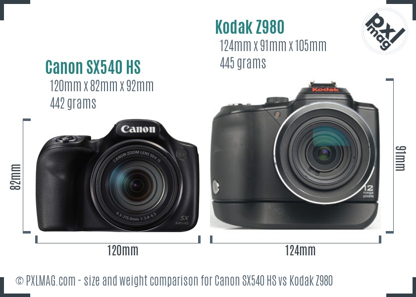 Canon SX540 HS vs Kodak Z980 size comparison Canon SX540 HS vs Kodak Z980 size comparison