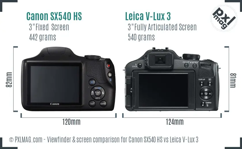 Canon SX540 HS vs Leica V-Lux 3 Screen and Viewfinder comparison Canon SX540 HS vs Leica V-Lux 3 Screen and Viewfinder comparison