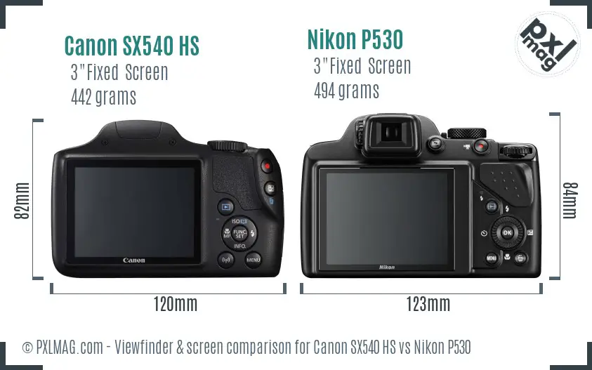 Canon SX540 HS vs Nikon P530 Screen and Viewfinder comparison Canon SX540 HS vs Nikon P530 Screen and Viewfinder comparison