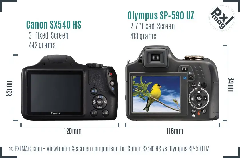 Canon SX540 HS vs Olympus SP-590 UZ Screen and Viewfinder comparison Canon SX540 HS vs Olympus SP-590 UZ Screen and Viewfinder comparison