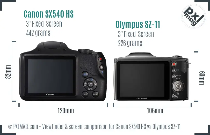 Canon SX540 HS vs Olympus SZ-11 Screen and Viewfinder comparison Canon SX540 HS vs Olympus SZ-11 Screen and Viewfinder comparison