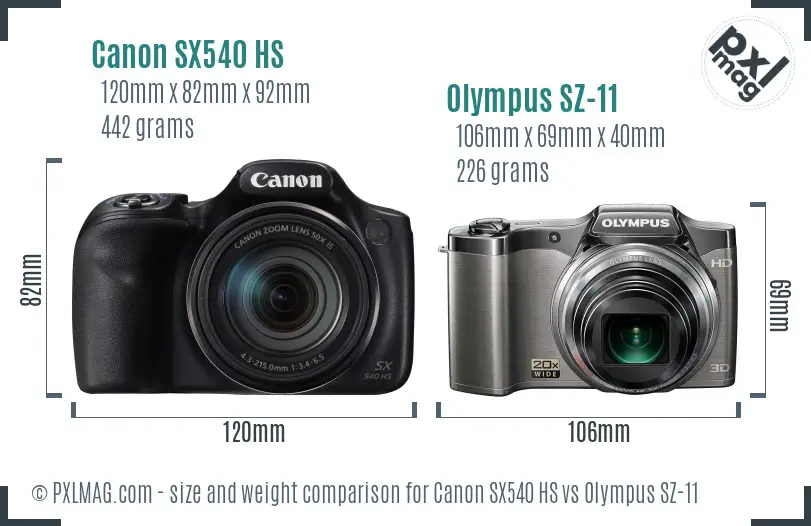 Canon SX540 HS vs Olympus SZ-11 size comparison Canon SX540 HS vs Olympus SZ-11 size comparison