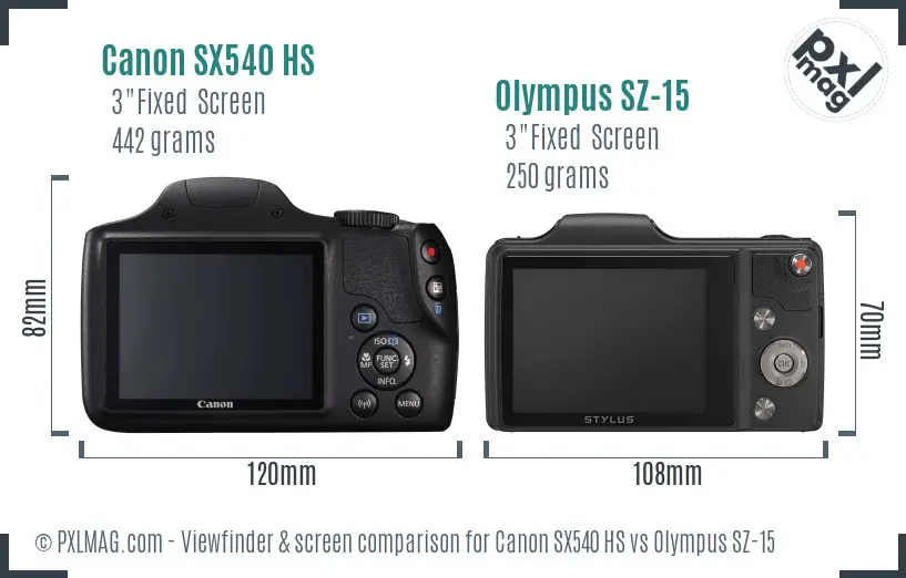 Canon SX540 HS vs Olympus SZ-15 Screen and Viewfinder comparison Canon SX540 HS vs Olympus SZ-15 Screen and Viewfinder comparison