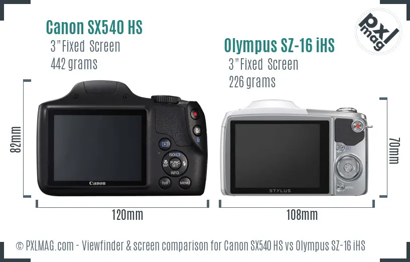 Canon SX540 HS vs Olympus SZ-16 iHS Screen and Viewfinder comparison Canon SX540 HS vs Olympus SZ-16 iHS Screen and Viewfinder comparison